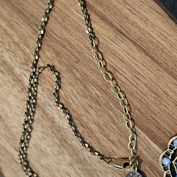 VTG‎ Signed ANNE KOPLIK PENDANT NECKLACE Blue Rhinestone Aqua Teal 18" USA Made - Picture 9 of 11